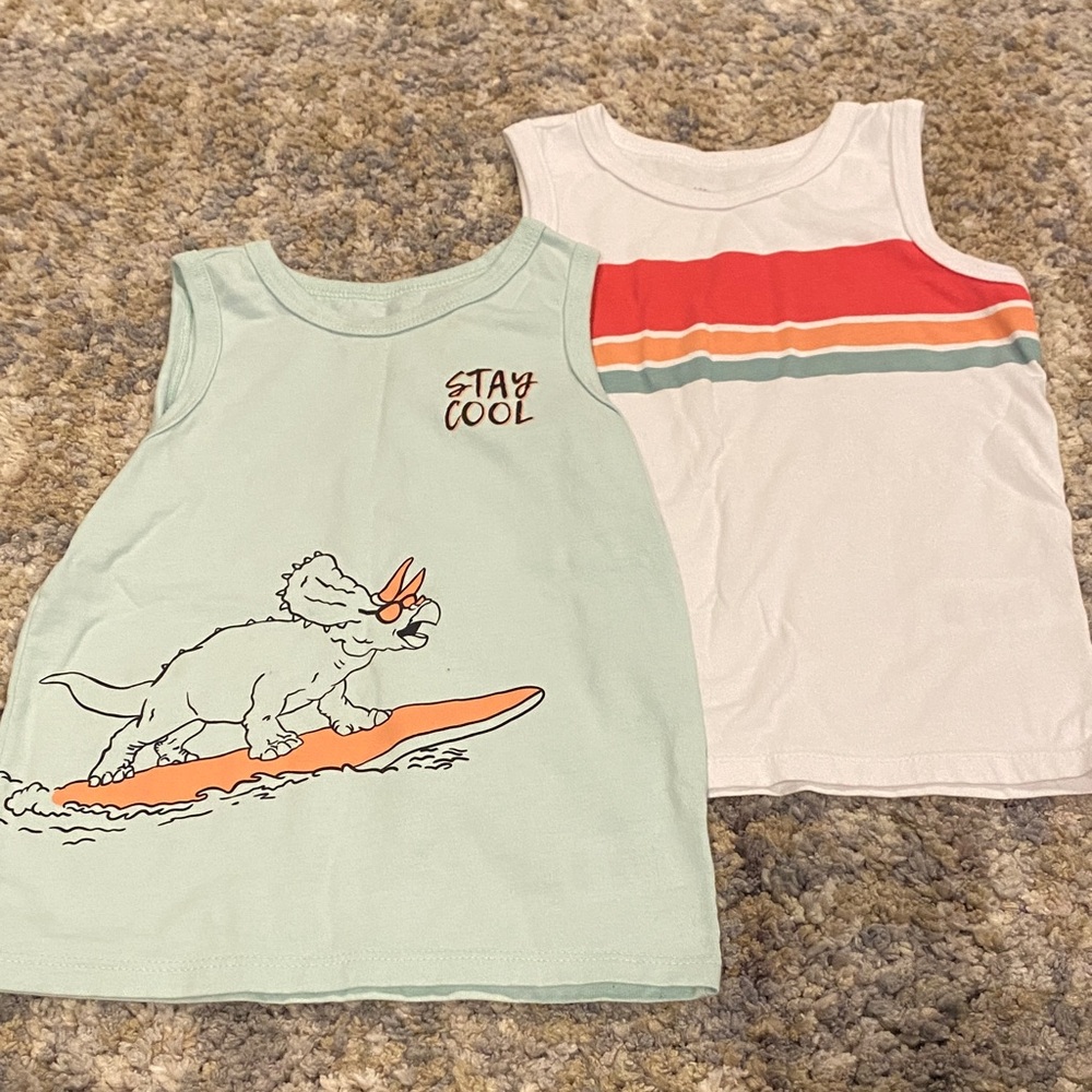 Garanimals Mint and White Tank Tops with Surfing Dog and Stripes